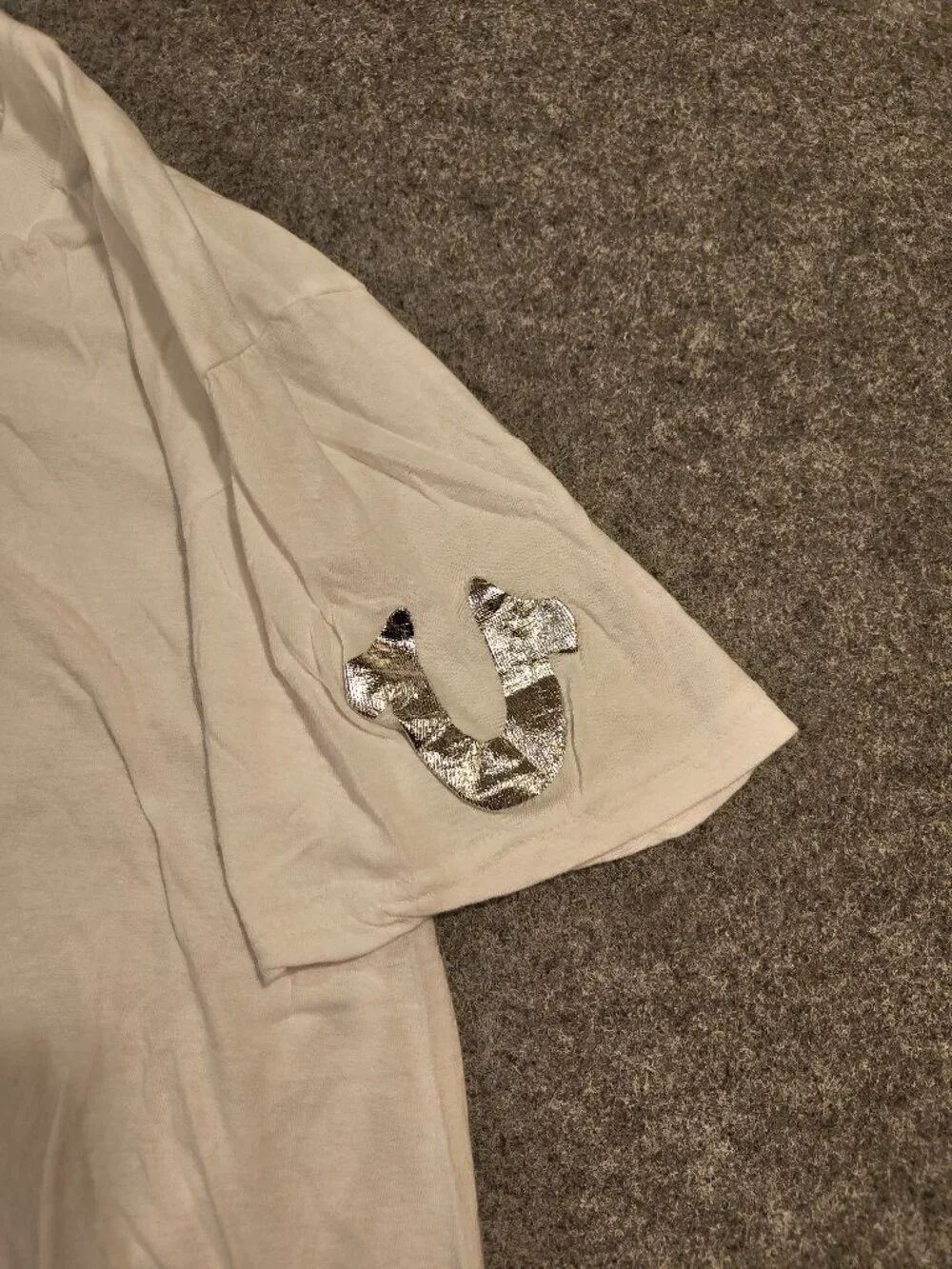 True Religion Metallic Logo Tee Medium White